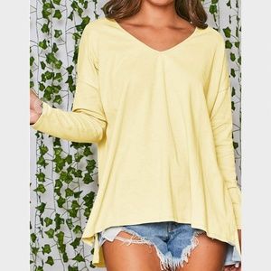 NWT V-Neck Long Sleeve Lemon